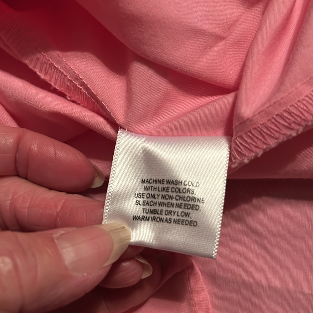 Basic Editions Large Pink Sleeveless Button Down Shirt - Picture 4 of 4